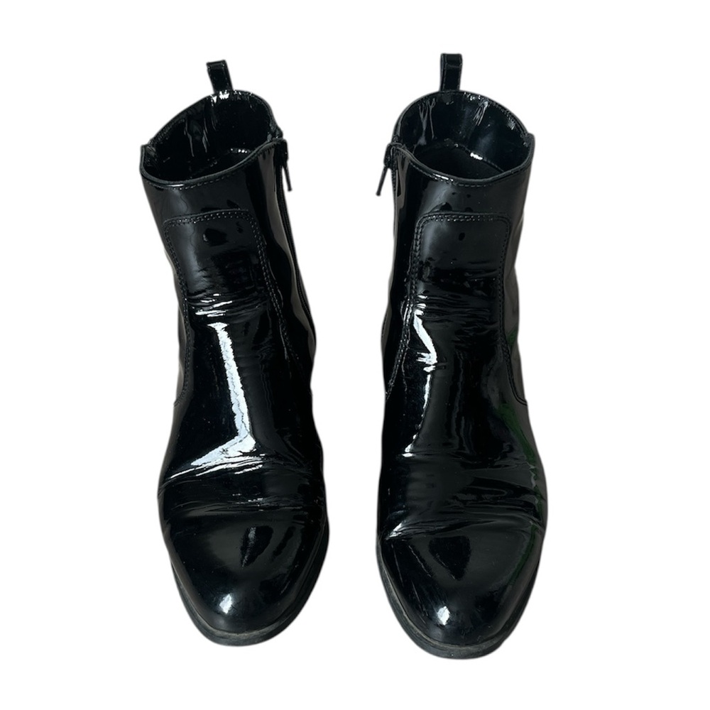 LA CANADIENNE Black Patent Leather Waterproof Chelsea Boots Size 9